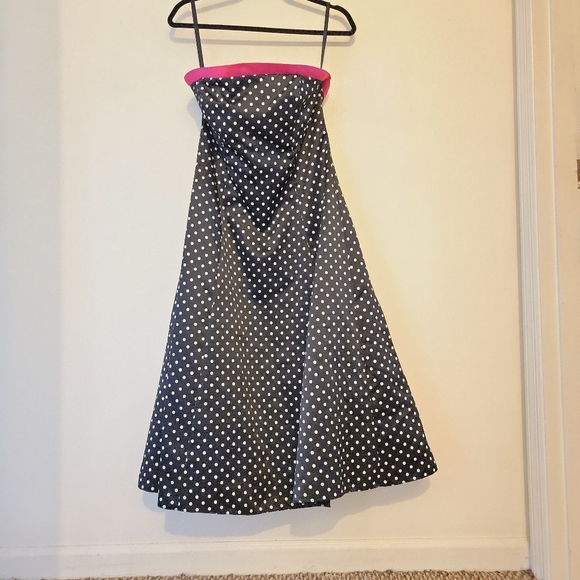 Black dress with white polka dots dress size 8 - Picture 1 of 5